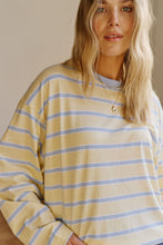 Load image into Gallery viewer, Beau Long Sleeve Slouchy Tee - Butter/China Blue Stripe
