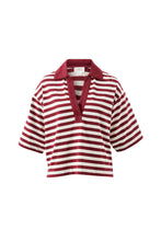 Load image into Gallery viewer, Arlie Short Sleeve Rugby - Burgundy/Milk Stripe
