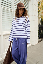 Load image into Gallery viewer, Beau Long Sleeve Slouchy Tee - White/Polo Choc Stripe
