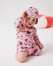 Load image into Gallery viewer, Pretty Pansy Baby Long Sleeve Zip Bathers
