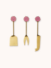 Load image into Gallery viewer, Brass Cheese Knife Set - Petal Berry
