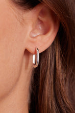 Load image into Gallery viewer, Polished Paperclip Silver Huggies &amp; Baguette Charms
