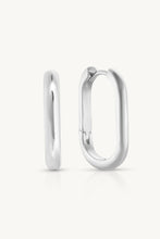Load image into Gallery viewer, Polished Paperclip Silver Huggies &amp; Baguette Charms
