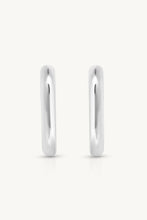 Load image into Gallery viewer, Polished Paperclip Silver Huggies &amp; Baguette Charms
