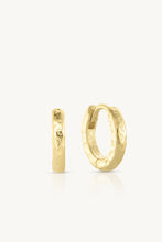 Load image into Gallery viewer, Textured Gold Huggies &amp; Chloe Moonstone Charms
