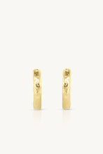 Load image into Gallery viewer, Textured Gold Huggies &amp; Chloe Moonstone Charms
