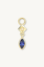 Load image into Gallery viewer, Textured Gold Huggies &amp; Lexi Sapphire Charms

