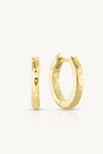 Load image into Gallery viewer, Textured Gold Huggies &amp; Lexi Sapphire Charms
