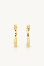 Load image into Gallery viewer, Textured Gold Huggies &amp; Lexi Sapphire Charms
