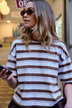 Load image into Gallery viewer, Boxy Pocket Tee - Milk Choc Stripe
