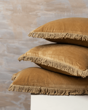 Load image into Gallery viewer, Velvet Fringed Cushion-Nutmeg
