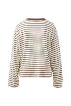 Load image into Gallery viewer, Beau Long Sleeve Slouchy Tee - Milk Brunette Stripe
