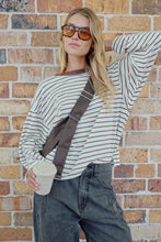 Load image into Gallery viewer, Beau Long Sleeve Slouchy Tee - Milk Brunette Stripe
