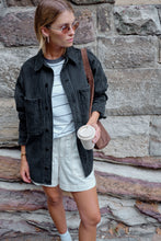 Load image into Gallery viewer, Bobbi Side Pocket Denim Shacket - Washed Black
