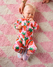 Load image into Gallery viewer, Strawberry Jam Organic Long Sleeve Zip Romper

