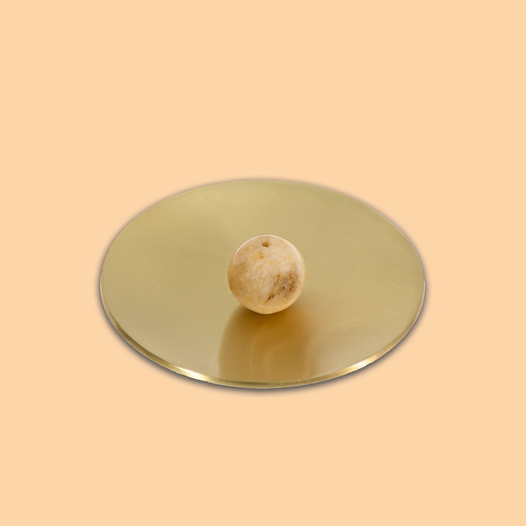 Hoseki Mari Incense Holder - Yellow Jade
