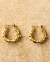 Load image into Gallery viewer, Aurelia Pearl Hoop Earrings
