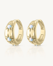 Load image into Gallery viewer, Alina Opal Gold Hoops

