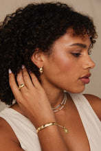 Load image into Gallery viewer, Alina Opal Gold Hoops
