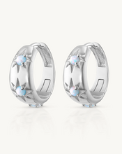 Load image into Gallery viewer, Alina Opal Silver Hoops
