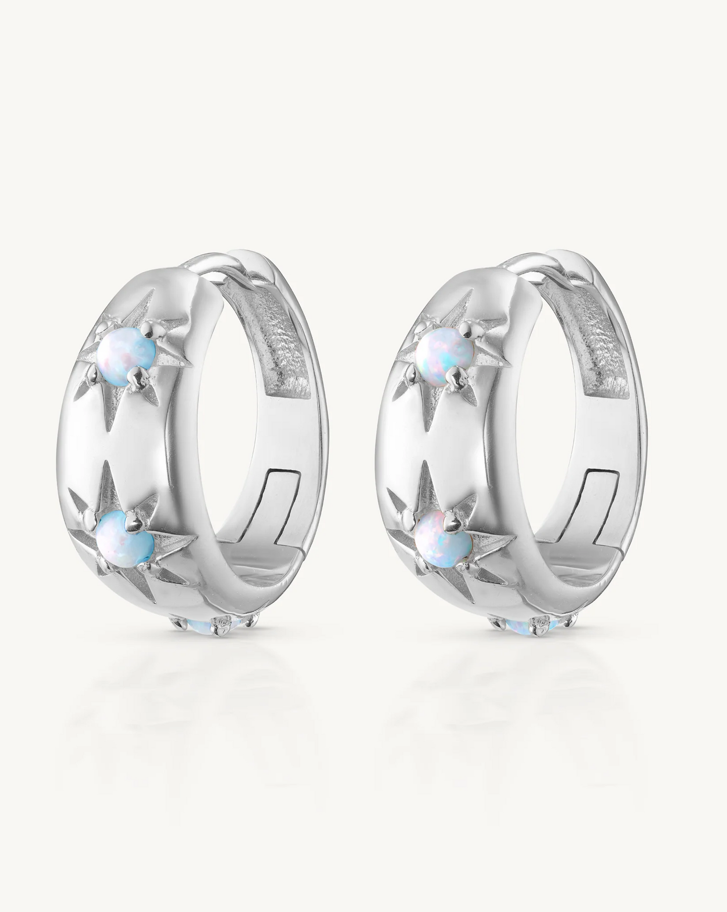 Alina Opal Silver Hoops