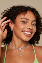 Load image into Gallery viewer, Alina Opal Silver Hoops
