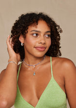 Load image into Gallery viewer, Alina Opal Silver Hoops
