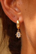 Load image into Gallery viewer, Gia Moonstone Gold Huggies
