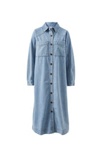 Load image into Gallery viewer, Long Sleeve Yoke Detail Denim Dress
