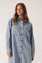 Load image into Gallery viewer, Long Sleeve Yoke Detail Denim Dress
