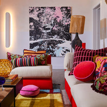 Load image into Gallery viewer, Castilo Round Velvet Cushion - Fuchsia

