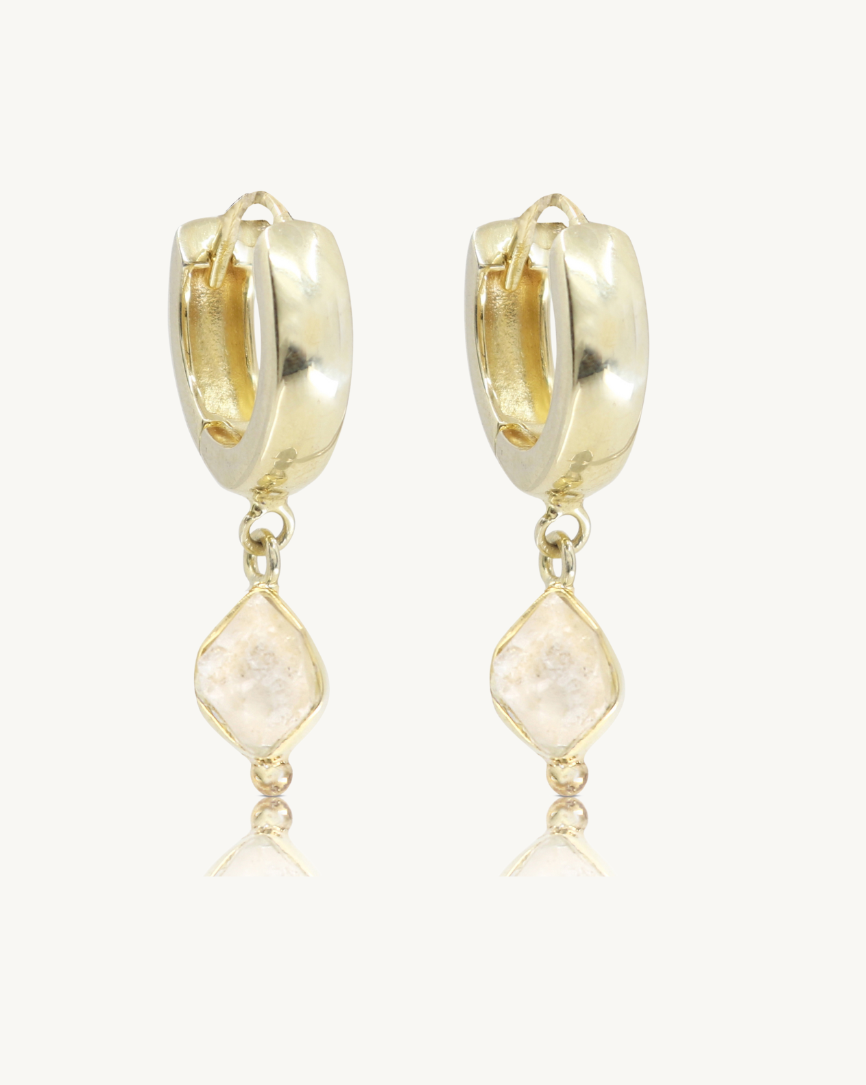 Herkimer Diamond Gold Huggies