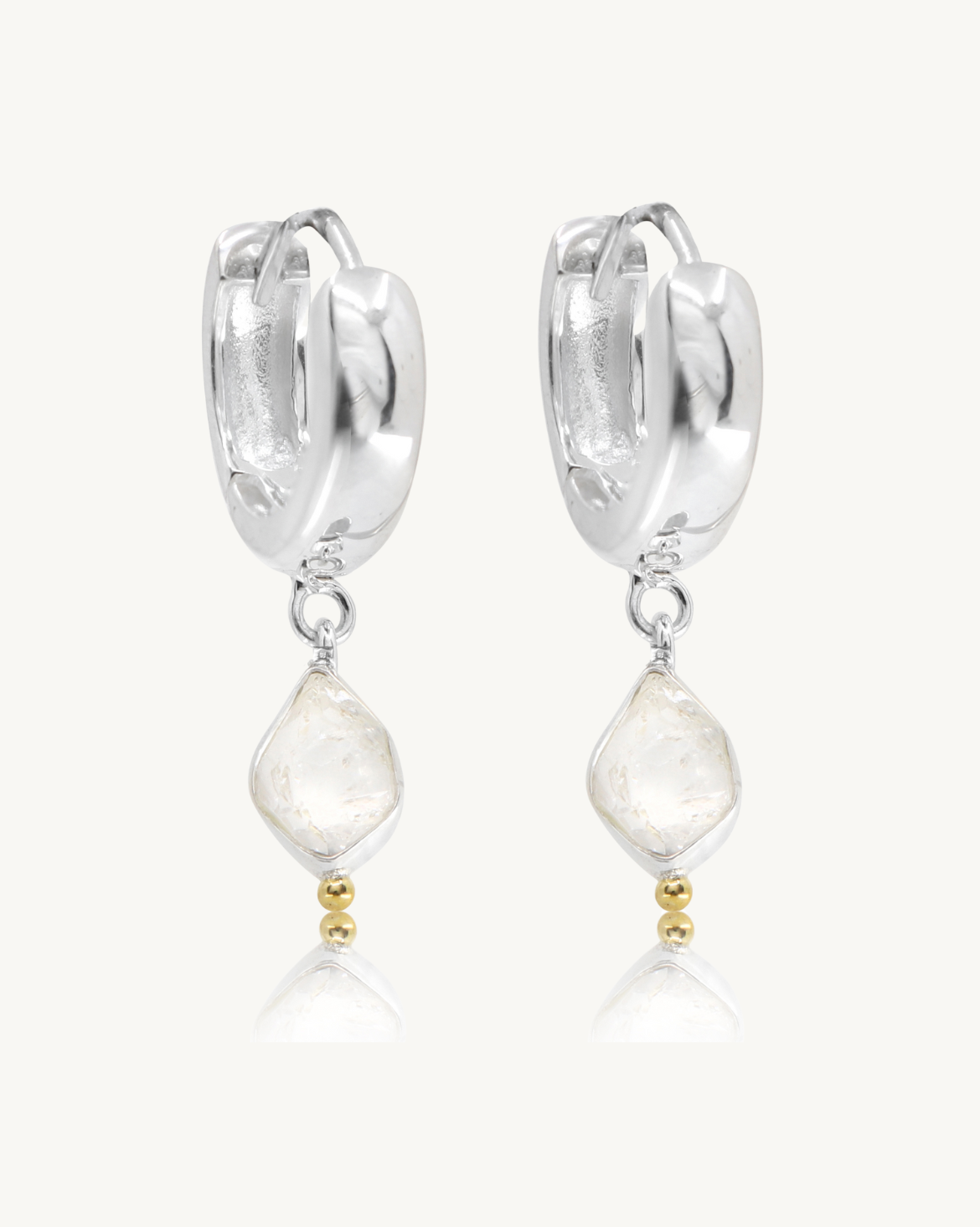 Herkimer Diamond Silver Huggies