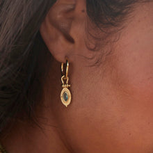 Load image into Gallery viewer, Radiance Moonstone Gold Hoops
