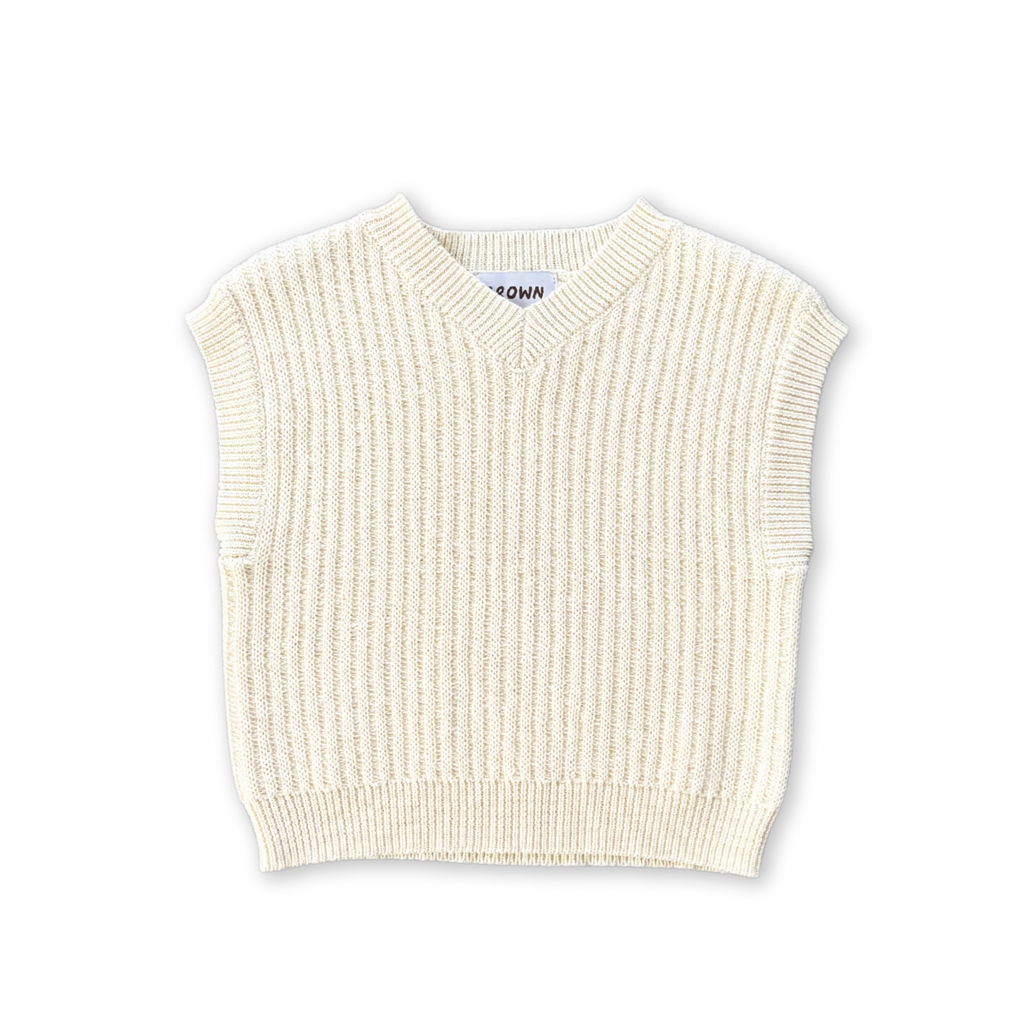 Chunky Rib V-Neck Vest - Milk