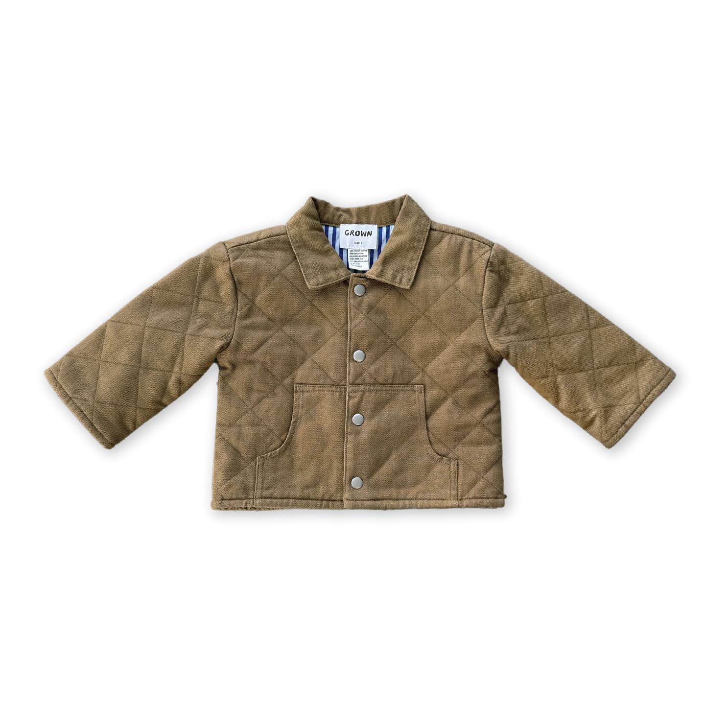 Organic Quilted Denim Jacket - Coffee