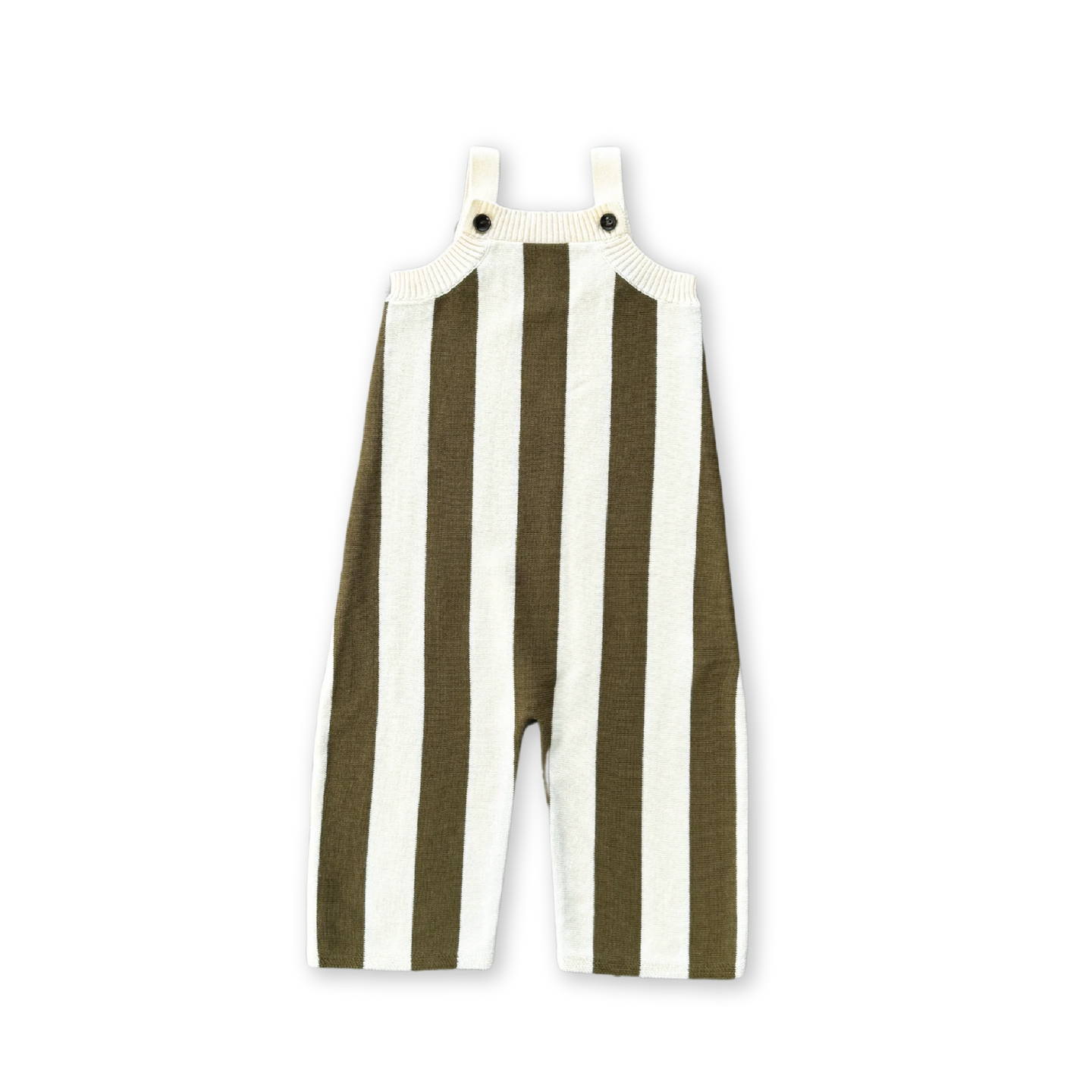 Vertical Stripe Knit Overalls - Coffee