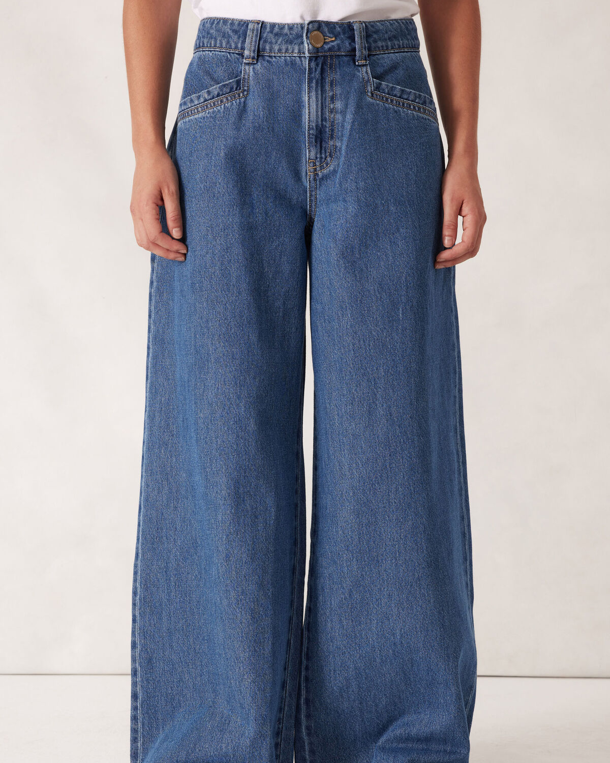 Drew Soft Wide Jean - Mid Indigo
