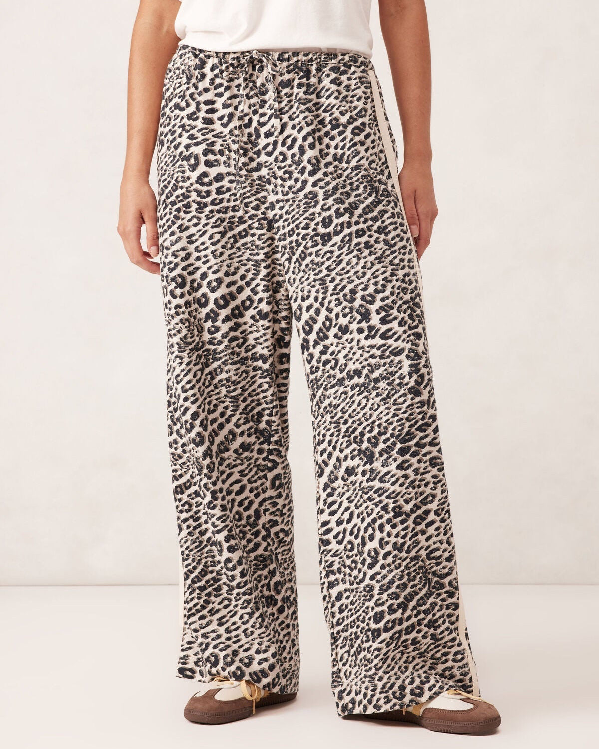Relaxed Drawstring Linen Pant - Leopard