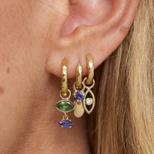 Load image into Gallery viewer, Textured Paperclip Gold Huggies &amp; Mila Charms
