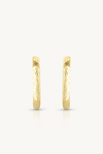 Load image into Gallery viewer, Textured Paperclip Gold Huggies &amp; Mila Charms
