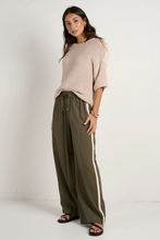 Load image into Gallery viewer, Townie Stripe Side Wide Leg Pant - Olive
