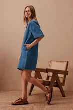 Load image into Gallery viewer, Dylan Pleat Sleeve Denim Shirt - Fresh Indigo
