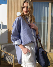Load image into Gallery viewer, Peta Oversized Shirt - Blue Stripe, White Collar
