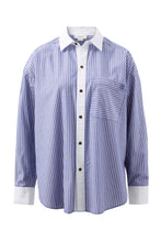 Load image into Gallery viewer, Peta Oversized Shirt - Blue Stripe, White Collar
