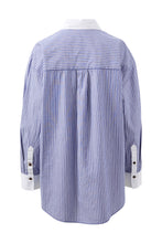 Load image into Gallery viewer, Peta Oversized Shirt - Blue Stripe, White Collar

