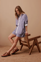 Load image into Gallery viewer, Peta Oversized Shirt - Blue Stripe, White Collar

