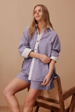Load image into Gallery viewer, Peta Oversized Shirt - Blue Stripe, White Collar
