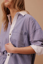 Load image into Gallery viewer, Peta Oversized Shirt - Blue Stripe, White Collar
