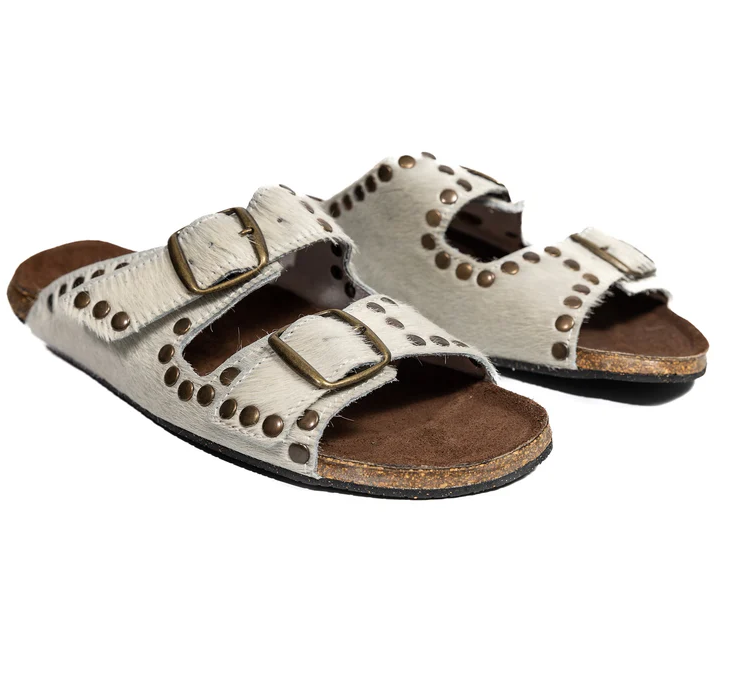 Pony Rivets Sandal - Blanc